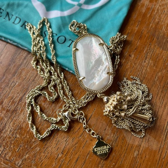 Kendra Scott Classic Gold Long Pendant Necklace with Tassels in Ivory Pearl - Picture 4 of 4